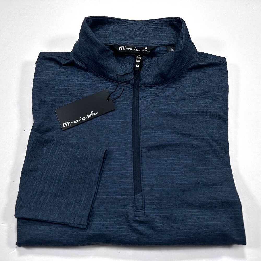Travis Mathew Women's L Crestview 1/4 Zip Ford Mustang Golf Pullover Indigo NEW